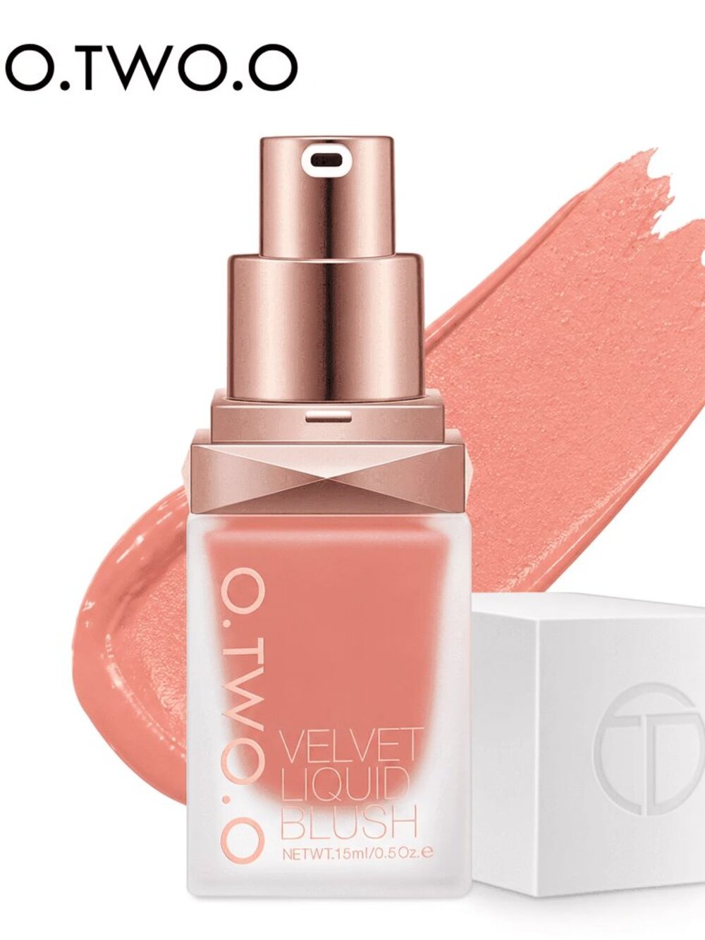 O.TWO.O Velvet Liquid Blush 05 Salmon Pink, Dewy Buildable Cheek Color